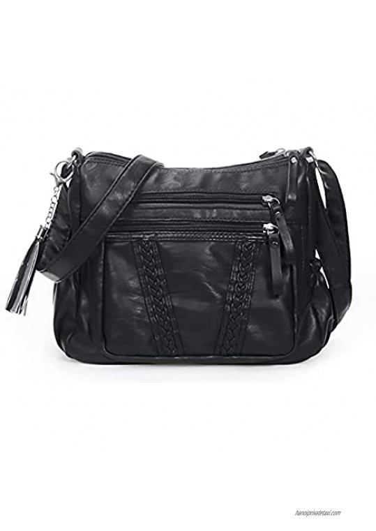VOLGANIK ROCK Crossbody Bag for Women with Tassel Ladies Soft PU leather Purses and Handbag Pocketbooks