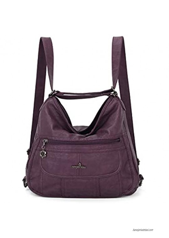 angel kiss Satchel Handbag for Women Ultra Soft Washed Vegan Leather Crossbody Bag Shoulder Bag Tote Purse