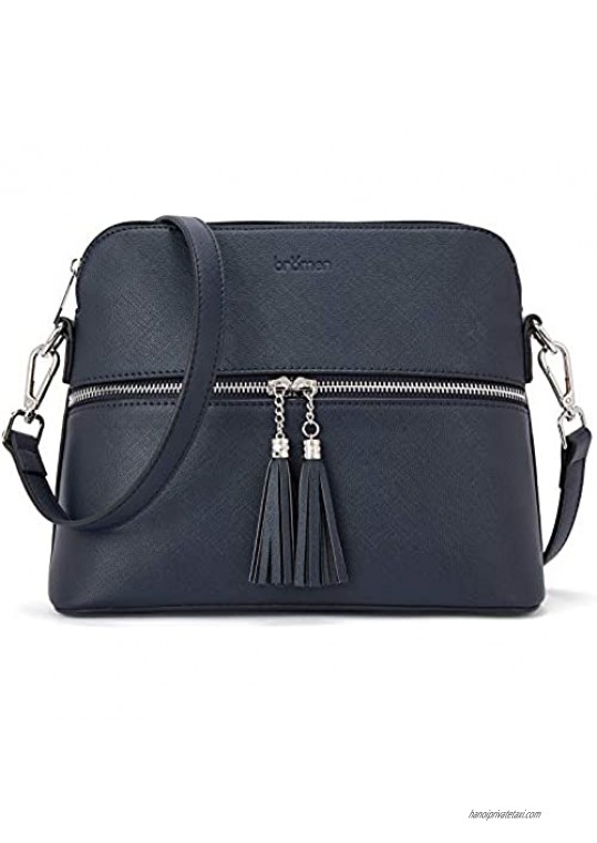 BROMEN Crossbody Bags for Women Leather Shoulder Handbag with Tassel Designer Satchel Purse