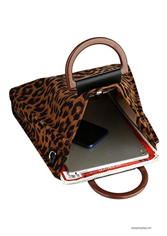 Crossbody Bag for Women Large Capacity Soft Canvas Leopard Pattern Top Handle Tote Shoulder Satchel Bag Handbags