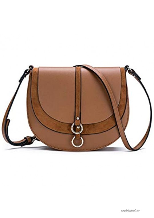 GLITZALL Crossbody Bags for Women Small Saddle Purse Satchel Bag Vegan Leather Shoulder Handbags