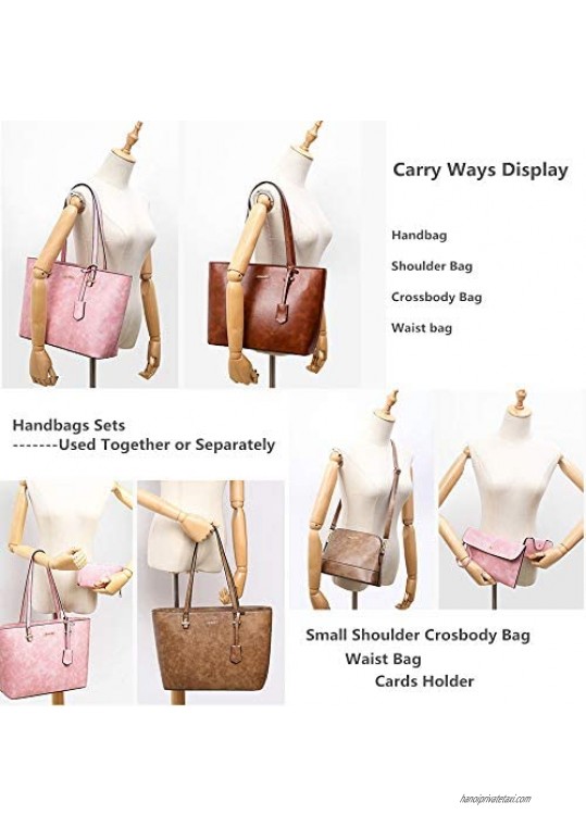 Handbag Set for Women 5 Pack Tote Purse Handbags Set PU Leather Satchel Bag