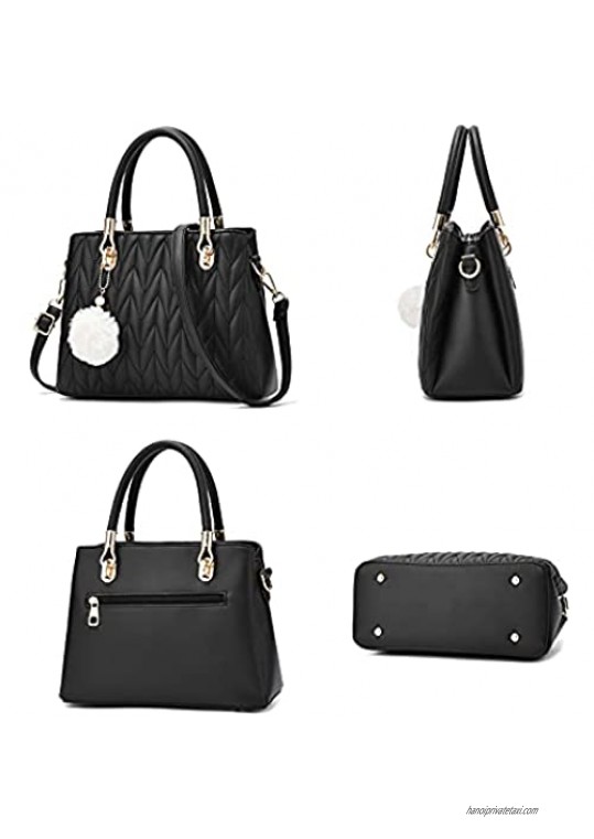 Handbags for Women Purses and Handbag Leather Top Handle Satchel Shoulder Totes Bags for Ladies with Pendant