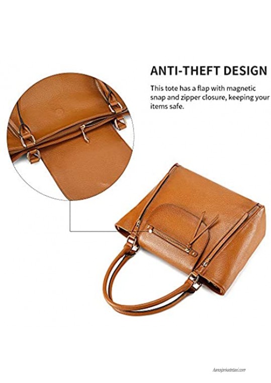 Kattee Genuine Leather Tote Bag for Women Large Shoulder Purse Designer Satchel Handbag