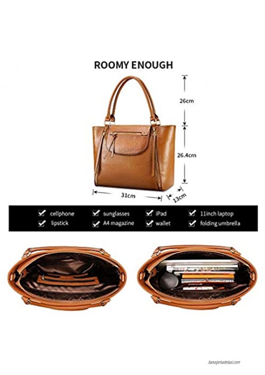 Kattee Genuine Leather Tote Bag for Women Large Shoulder Purse Designer Satchel Handbag
