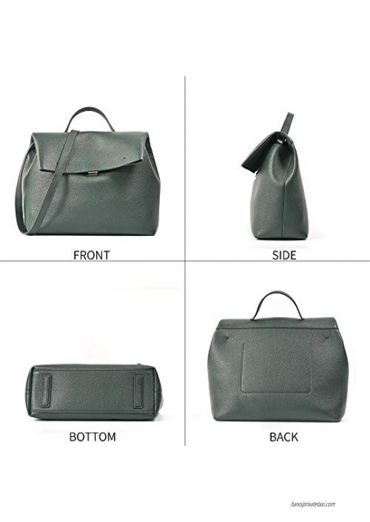 KZNI Genuine Leather Satchel Handbags Purses and Handbags for Women Shoulder Crossbody Bags with Long Strap Detachable