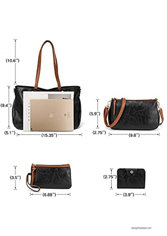 LAGOCLOE Purses for Women Soft Leather Handbags Shoulder Tote Bag Crossbody Bag Top Handles Satchel Purse sets 4PCS