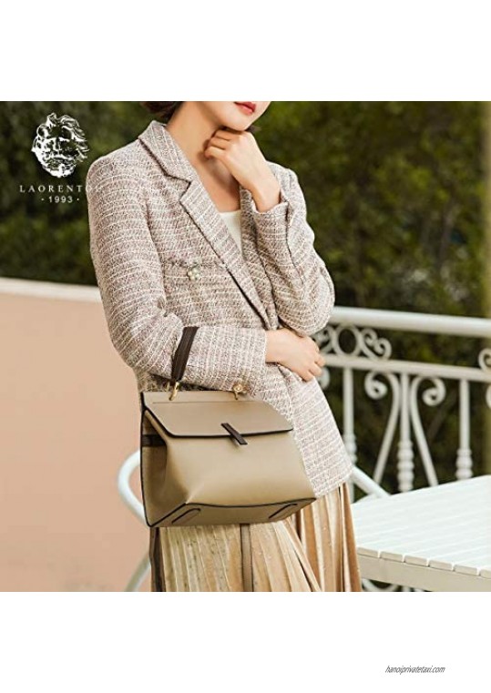 LAORENTOU Handbags for Women Genuine Leather Satchel Shoulder Bags Ladies Mini Tote Purse with Top Handle Bags