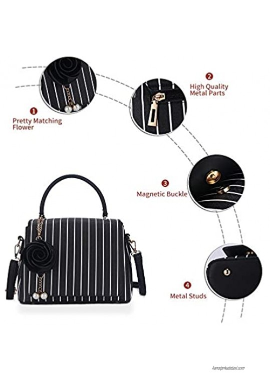 Multiple Pockets Handbag for Women Fashion Ladies PU Top Handle Satchel Shoulder Tote Bags Purse