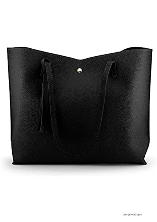 Oct17 Women Large Tote Bag - Tassels Faux Leather Shoulder Handbags Fashion Ladies Purses Satchel Messenger Bags