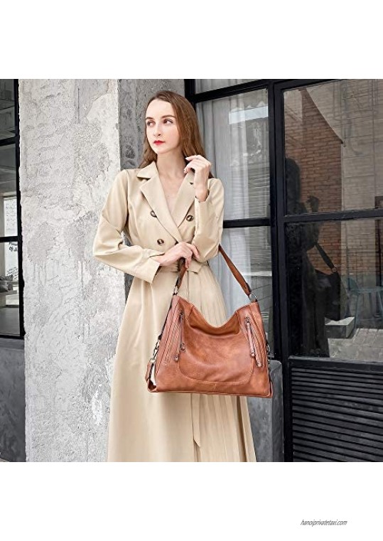 Purses Shoulder Bags for Women's Tote Handbags Soft Vegan Leather Hobo Bags Designer Bucket Woman Satchel Work Bags