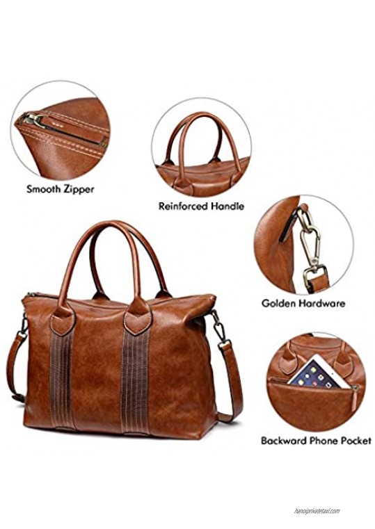 S-ZONE Women Top Handle Satchels Handbags Soft Work Shoulder Purse Crossbody Bag Faux Leather