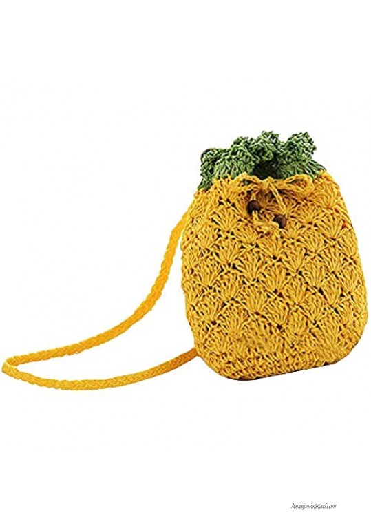 Sherry Mini Handbag Cute Fruit Straw Cross-body Bag Weave Summer Beach Travel Satchel Shoulder Bag Phone Pouch Coin Purse