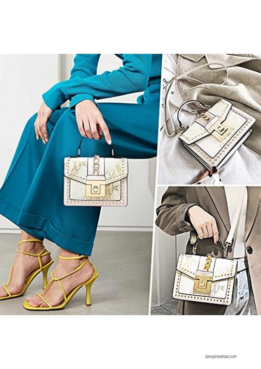 Small Rivet Top Handle snakeskin Satchel Handbag for Women Vegan Leather Crossbody Bag