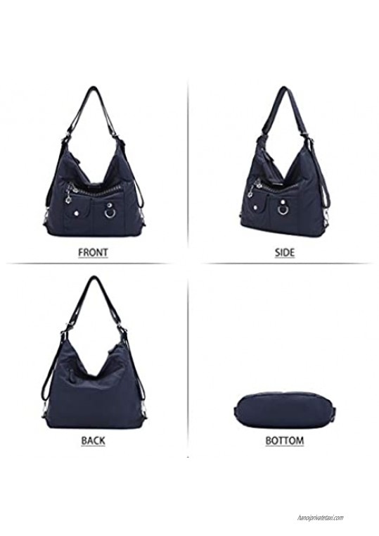 Soft Washed Leather Hobo Women Handbags Roomy Multiple Pockets Street ladies' Shoulder Bag Fashion Tote Satchel Bag (XS160309#8521#102-BLUE)