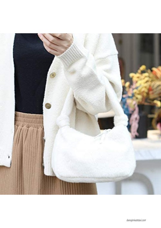 TENDYCOCO Top Handle Satchel Tote Purse with Zipper Fuzzy Handbag Faux Fur Purse for Women