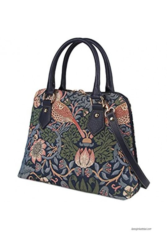 William Morris Strawberry Thief Tapestry Top Handle Handbag Shoulder Bag by Signare