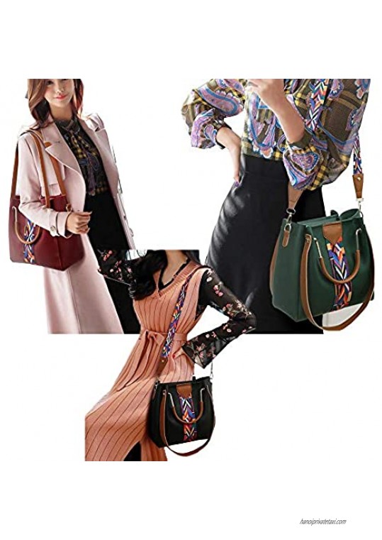 Women handbags purse PU Leather Top handle Shoulder bag Satchel hobo Tote Bags set 4pcs