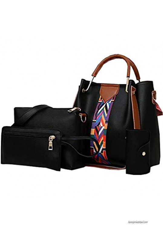 Women handbags purse PU Leather Top handle Shoulder bag Satchel hobo Tote Bags set 4pcs