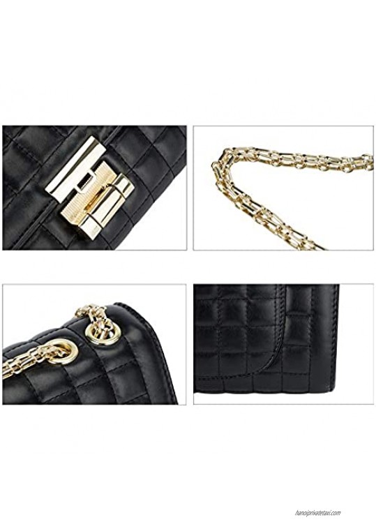 Women's Classic PU Leather Crossbody Purse Shoulder Bags Golden Chain Satchel Handbags