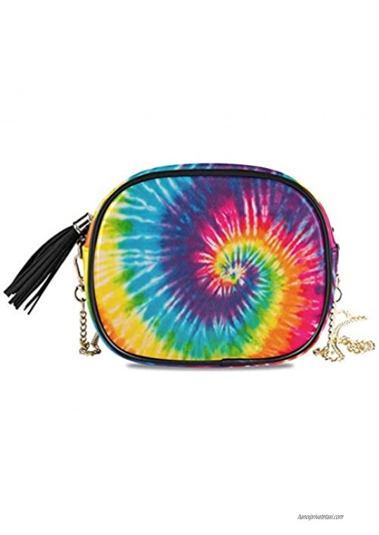 ALAZA Abstract Swirl Design Tie Dye Crossbody Bag with Adjustable Metal Chain Strap for Women Girl