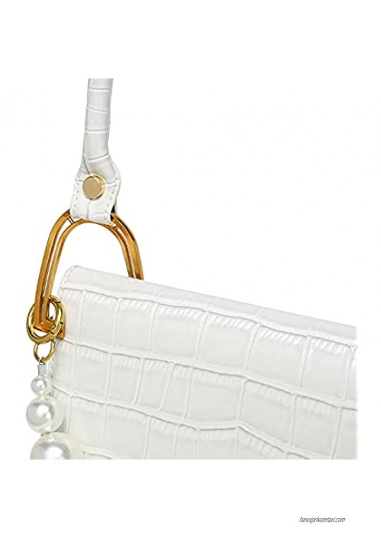 CATMICOO Mini Purse Women's Shoulder Bag and Trendy Crocodile Small Handbag with Pearl Chain
