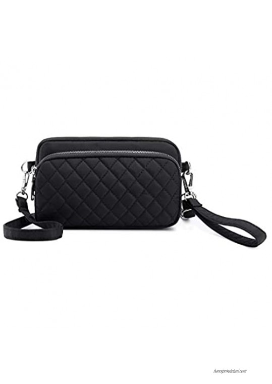 Collsants Small Nylon Crossbody Purse for Women Small Handbags Mini Nylon Travel Shoulder Bag Multi Zipper Pockets