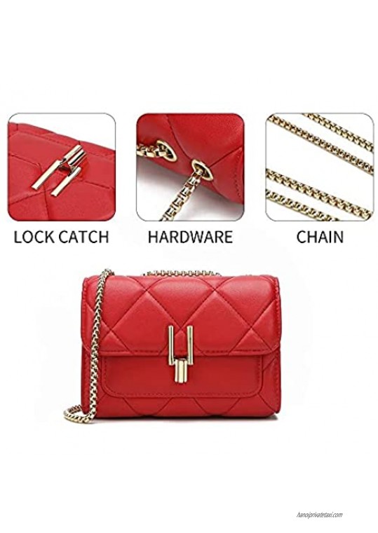 Crossbody Bags for Women Quilted Shoulder Purses and Handbags Lattice Texture with Chain Strap