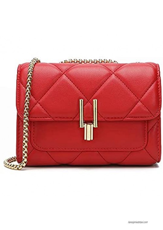Crossbody Bags for Women Quilted Shoulder Purses and Handbags Lattice Texture with Chain Strap