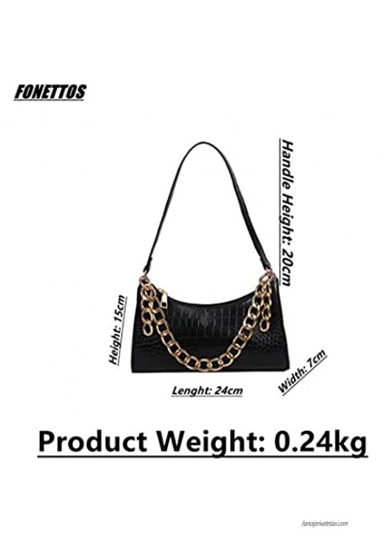 FONETTOS Classic Clutch Handbag Small Shoulder Bag for Women 90s Retro Mini Purse Bag
