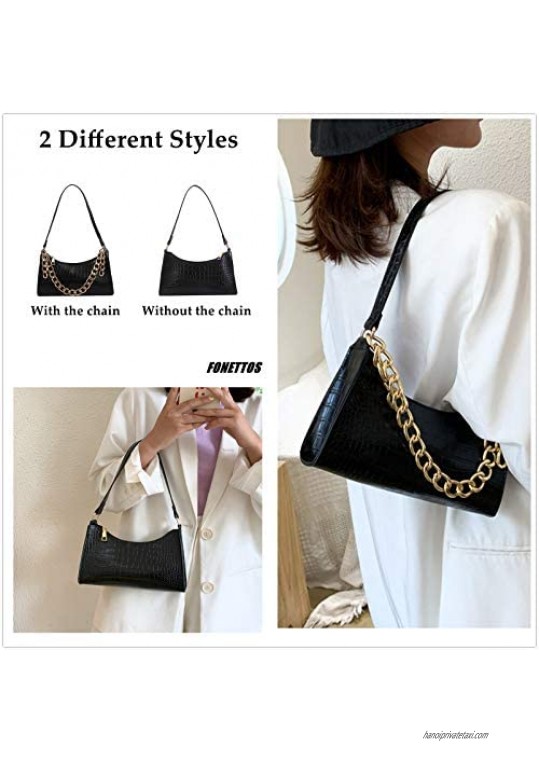 FONETTOS Classic Clutch Handbag Small Shoulder Bag for Women 90s Retro Mini Purse Bag