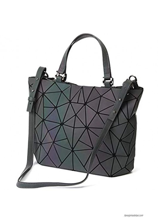 Geometric Purse Reflective Handbag Lattice Luminous Shoulder Bag Holographic Cross-Body Bag Geometry Lingge Purse for Women