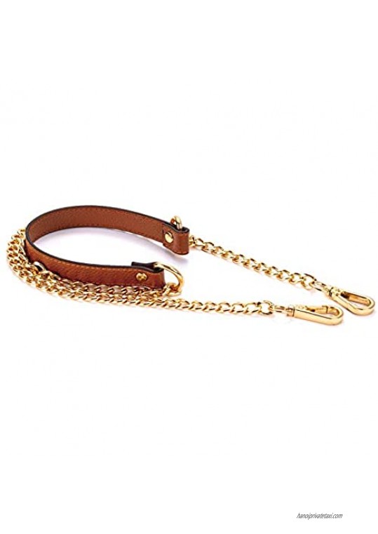 Gold Chain Strap with Leather Purse Straps Replacement Crossbody Bag Accessory