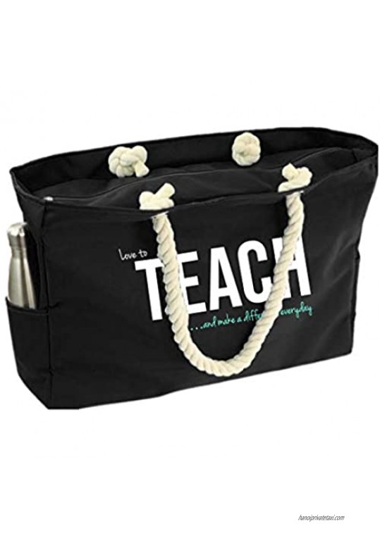 KEHO XXL Ultimate Teacher Waterproof Multi Pocket Tote Shoulder Bag (Huge) - Perfect Usable Gift for Teacher Appreciation Comfy Rope Handles & Perfect Work Bag