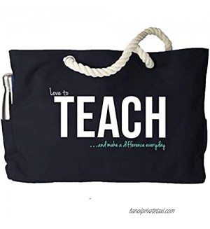 KEHO XXL Ultimate Teacher Waterproof Multi Pocket Tote Shoulder Bag (Huge) - Perfect Usable Gift for Teacher Appreciation  Comfy Rope Handles & Perfect Work Bag