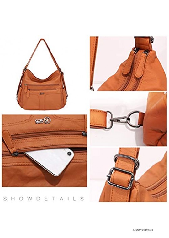 KL928 Womens Purses and Handbags Large Waterproof PU Washed Leather Hobo Bags for Women
