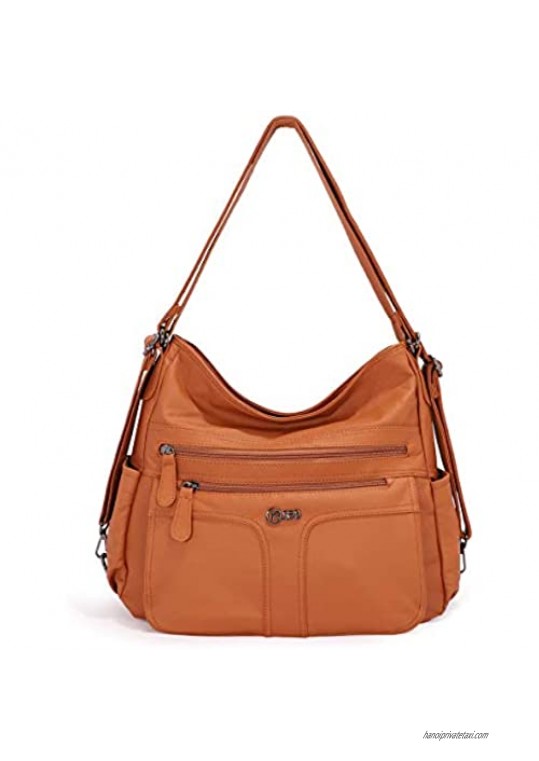 KL928 Womens Purses and Handbags Large Waterproof PU Washed Leather Hobo Bags for Women