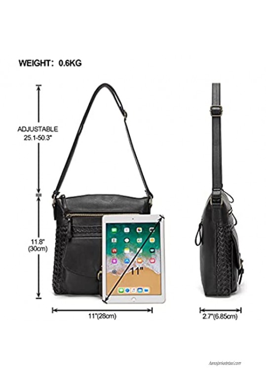 KouLi Buir Cross Body Bag Purses for Women - Leather Shoulder Handbags Sling Bag Medium Multi Pocket Lightweight