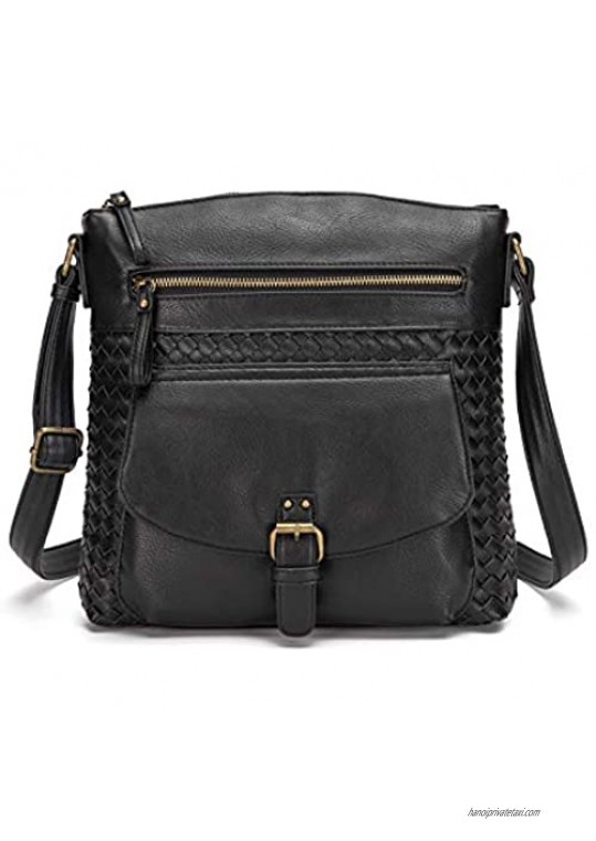 KouLi Buir Cross Body Bag Purses for Women - Leather Shoulder Handbags Sling Bag Medium Multi Pocket Lightweight