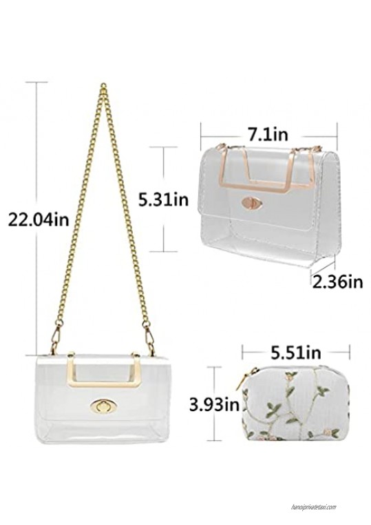 Linkidea Clear Purse Bag Purses and Handbags 2 in 1 Transparent Shoulder Crossbody Bags for Women
