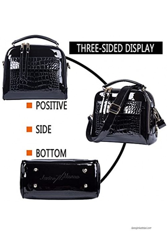 Lucien Hanna Women's Patent Leather Purses and Handbags Crossbody Satchels Shoulder Bags Tote Bag