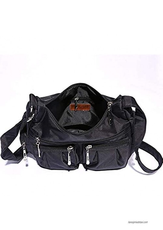 MANZOO Women Handbag Shoulder Bag Casual Multi Pocket Nylon Purse Everyday Basic Shoulder Bag Handbag