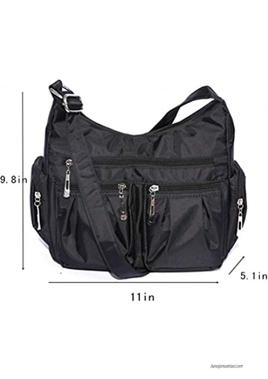 MANZOO Women Handbag Shoulder Bag Casual Multi Pocket Nylon Purse Everyday Basic Shoulder Bag Handbag