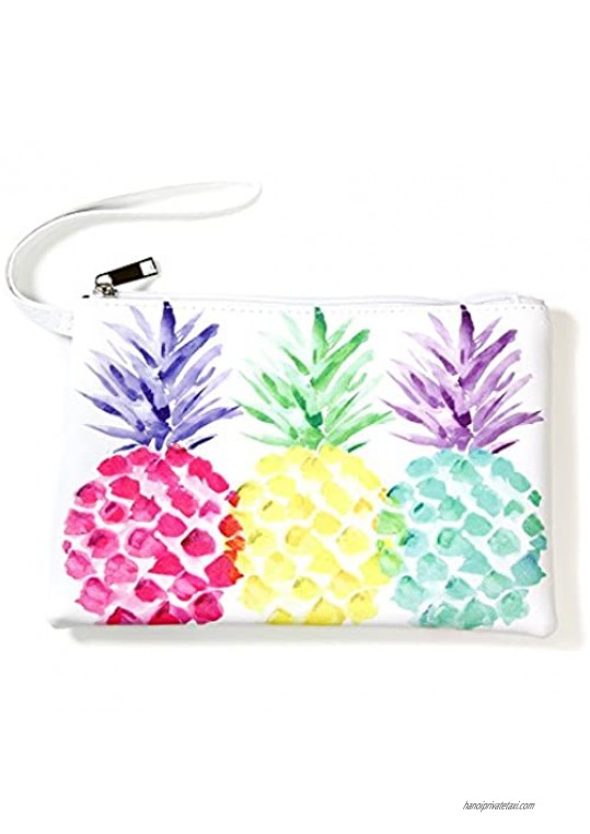 Me Plus Women Beach Bag and Pouch 2 pieces Set Tote Shoulder Bag Travel Organizer Pouch (Multi-Pineapple)
