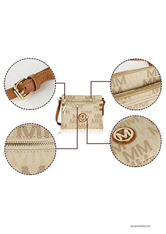 MKF Crossbody Bag for Women – PU Leather Pocketbook Handbag Multi Compartment Messenger Purse – Shoulder Strap