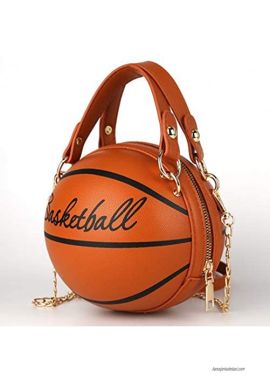 QiMing Basketball Shape Tote Handbags PU MiNi Spherical shape Shoulder Bag for Girl Women