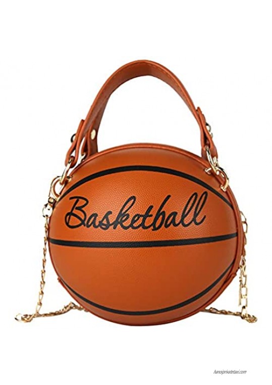 QiMing Basketball Shape Tote Handbags PU MiNi Spherical shape Shoulder Bag for Girl Women