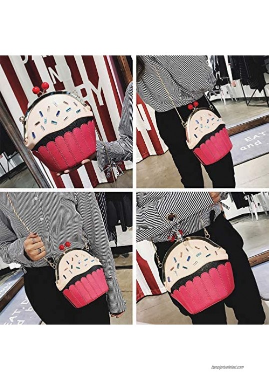 QZUnique Women's Doughnut Shaped Crossbody Bag Funny Dessert Purse Shoulder Bag with Canvas Strap