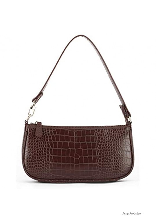 Retro Crocodile Effect Faux Leather Bag for Women Shoulder Purse Handbag