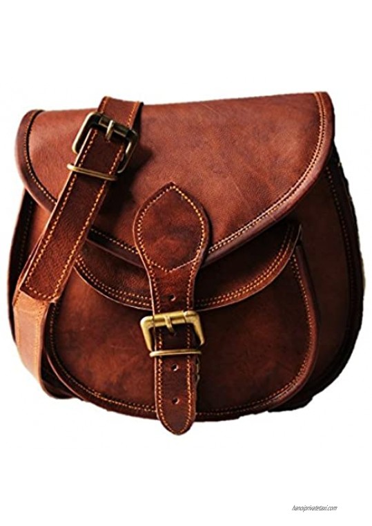 Satchel and Fable Handmade Women Leather Vintage Brown Cross Body Shoulder Bag Purse